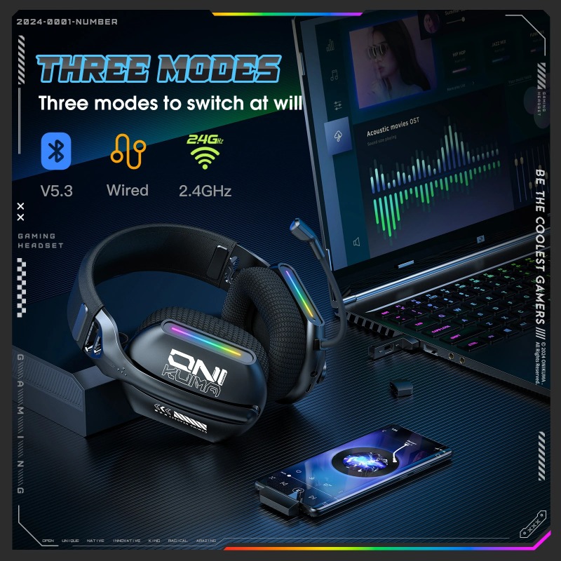 ONIKUMA GT808 Wireless Gaming  - Gaming Headset Rgb ulasan dan harga