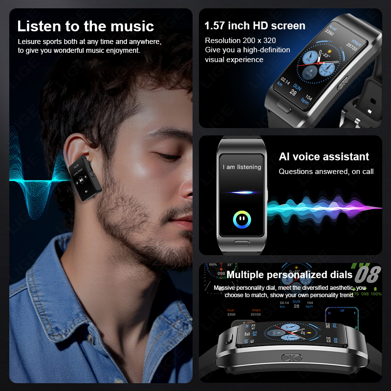 LIGE New Smart Watch Earbuds T - Wireless Earbuds Tws ulasan dan harga