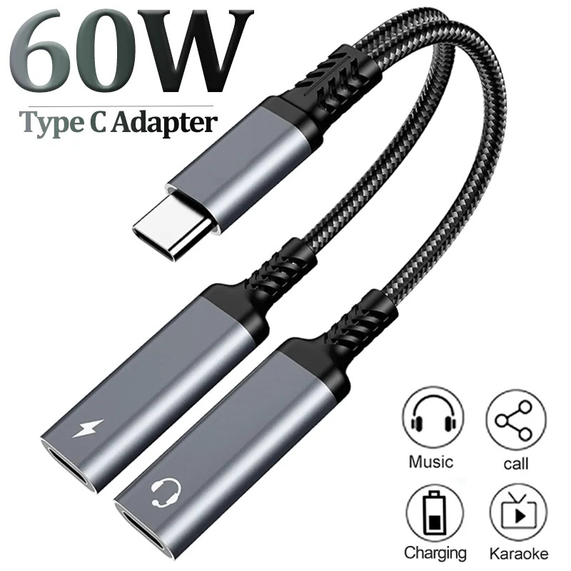 OTG 2 IN 1 USB C Splitter to D - Earphone Splitter Jack ulasan dan harga