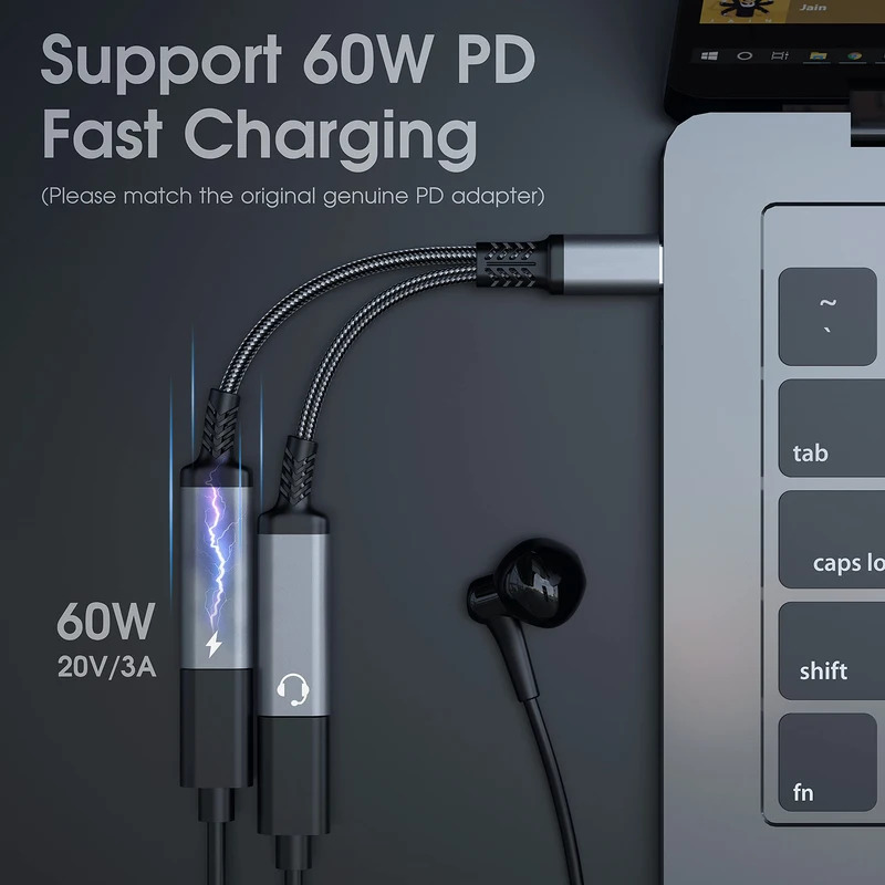 OTG 2 IN 1 USB C Splitter to D - Earphone Splitter Jack ulasan dan harga