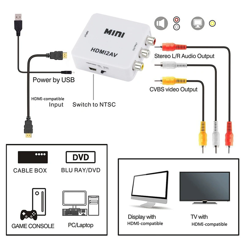 HDMI-compatible to RCA Convert - Audio Splitter Y ulasan dan harga