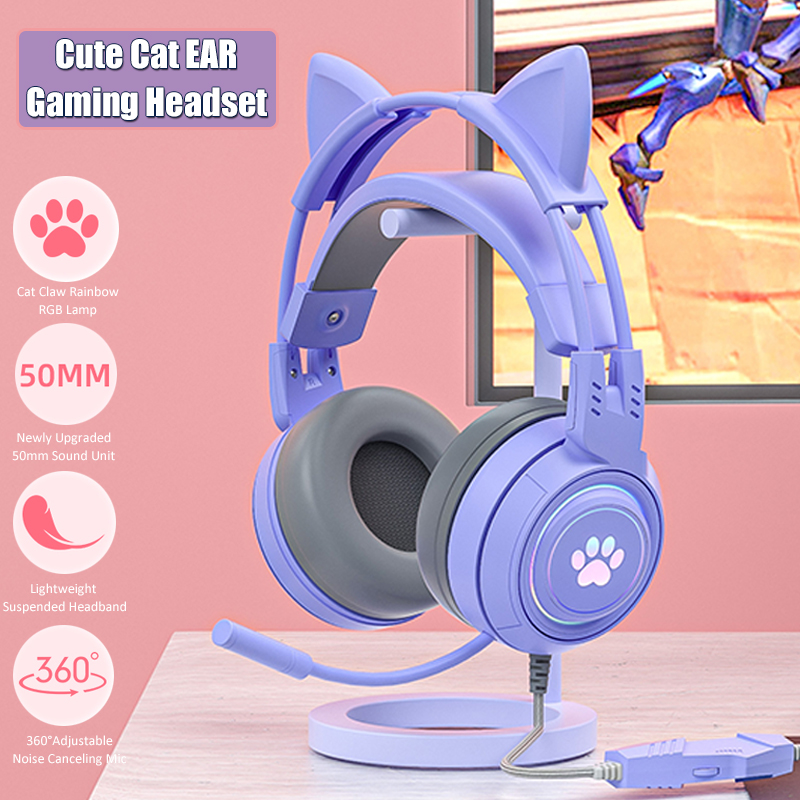 Cute Cat Ear Gaming Headphones - Gaming Headset Rgb ulasan dan harga