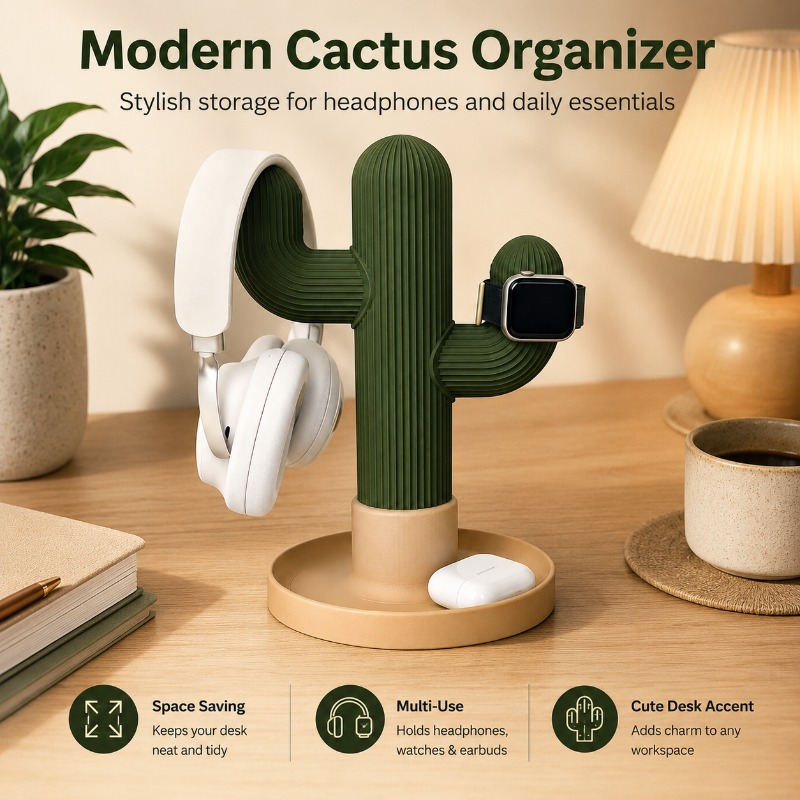 Minimalist Cactus Headset Stan - Headphone Stand Desk ulasan dan harga